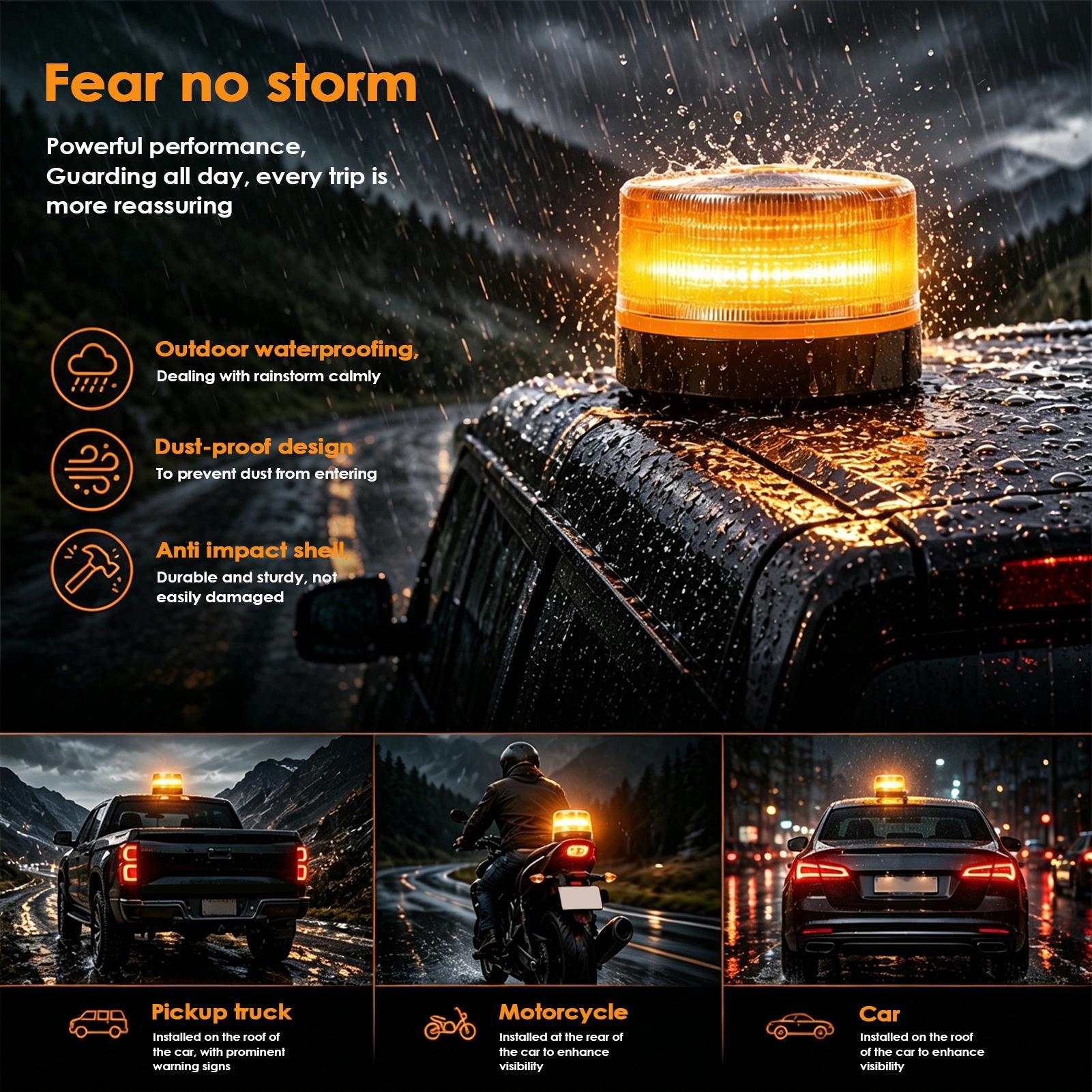 Sos Light Strobe - LED-bakellicht Amber knipperende lamp met magnetische