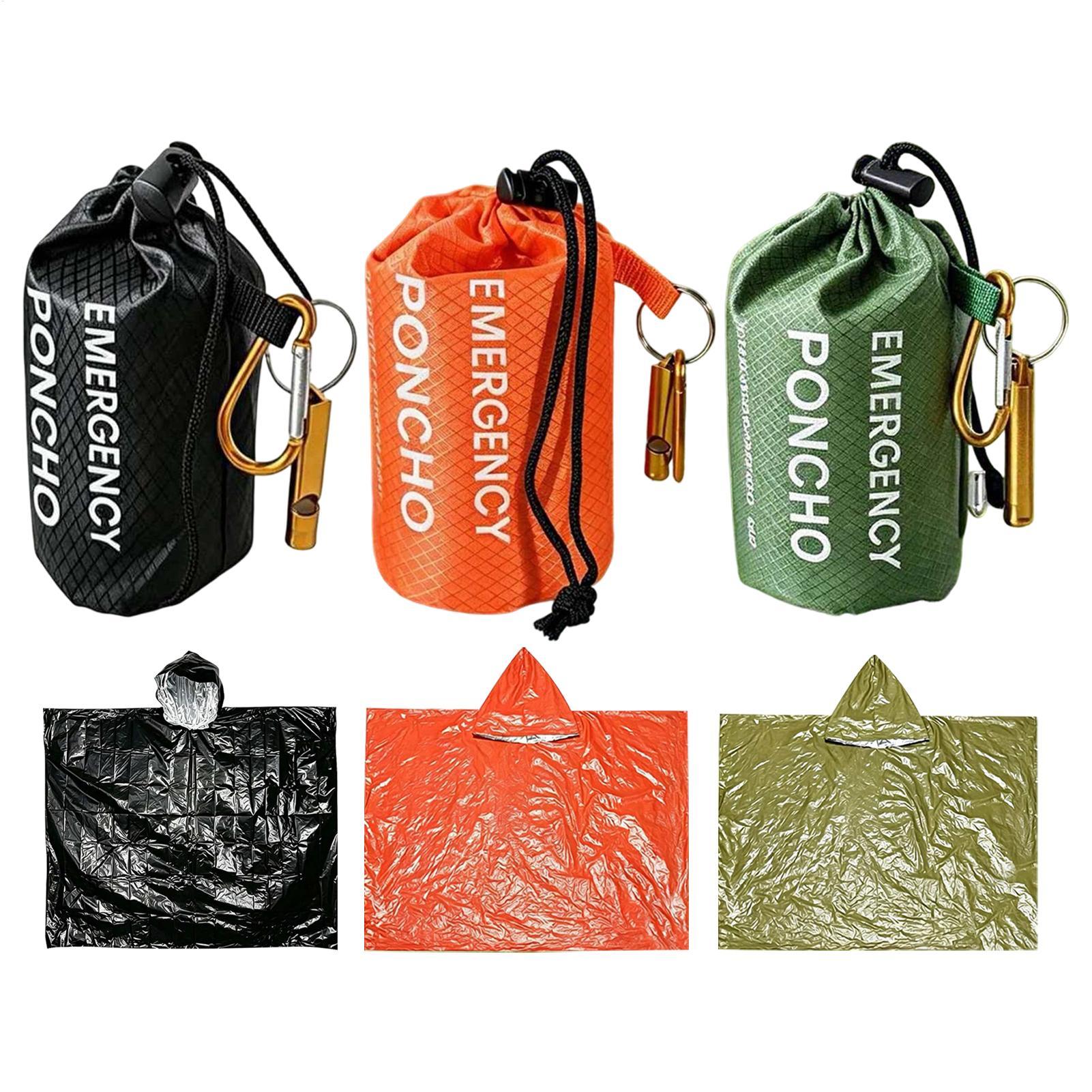 Emergency Poncho Rain - 3 stuks overlevingsponcho voor noodgevallen, thermische